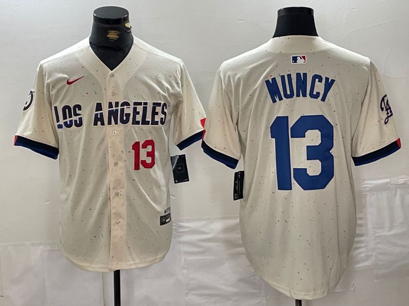 Men Los Angeles Dodgers #13 Muncy Cream Fashion Nike Game MLB Jersey style 3->los angeles dodgers->MLB Jersey